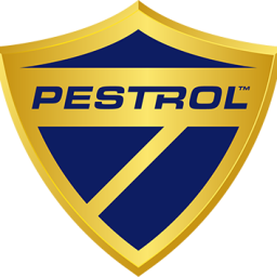 Pestrol shield logo in gold and blue featuring a protective shield design that represents professional pest control, property protection, and trusted pest management services.